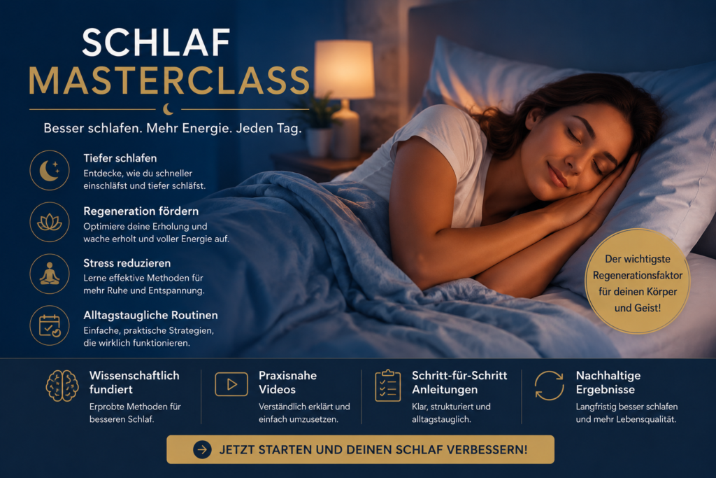 Schlaf Masterclass – besser schlafen und regenerieren im Alltag